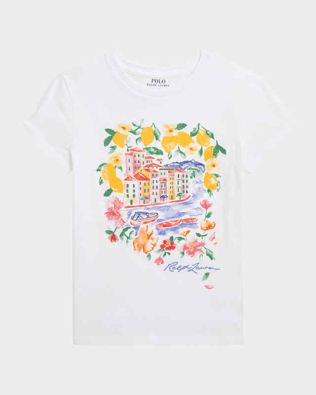 Girl's Italian Riviera Printed T-Shirt, Size S-XL